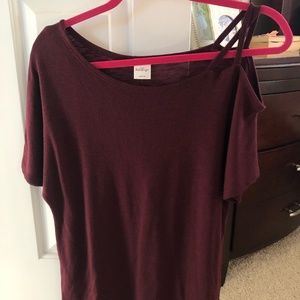 Stitch Fix (Kaileigh) One Shoulder Knit Top (Size Medium), Color: Burgundy